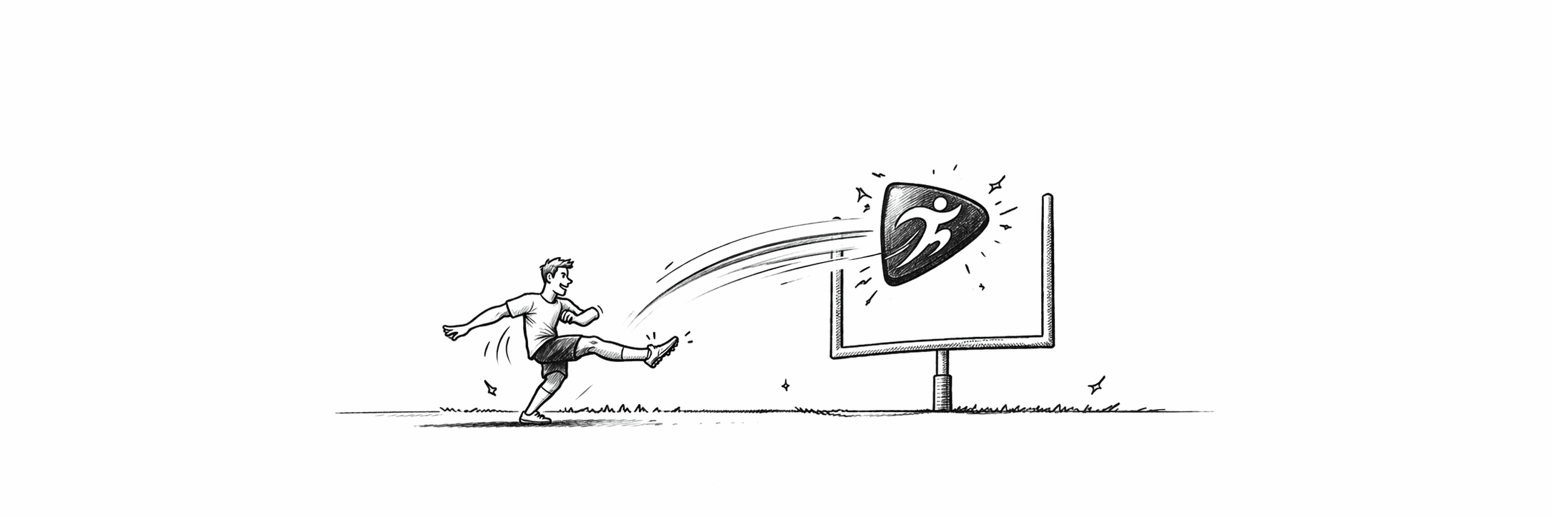 Athlete kicking toward the goal