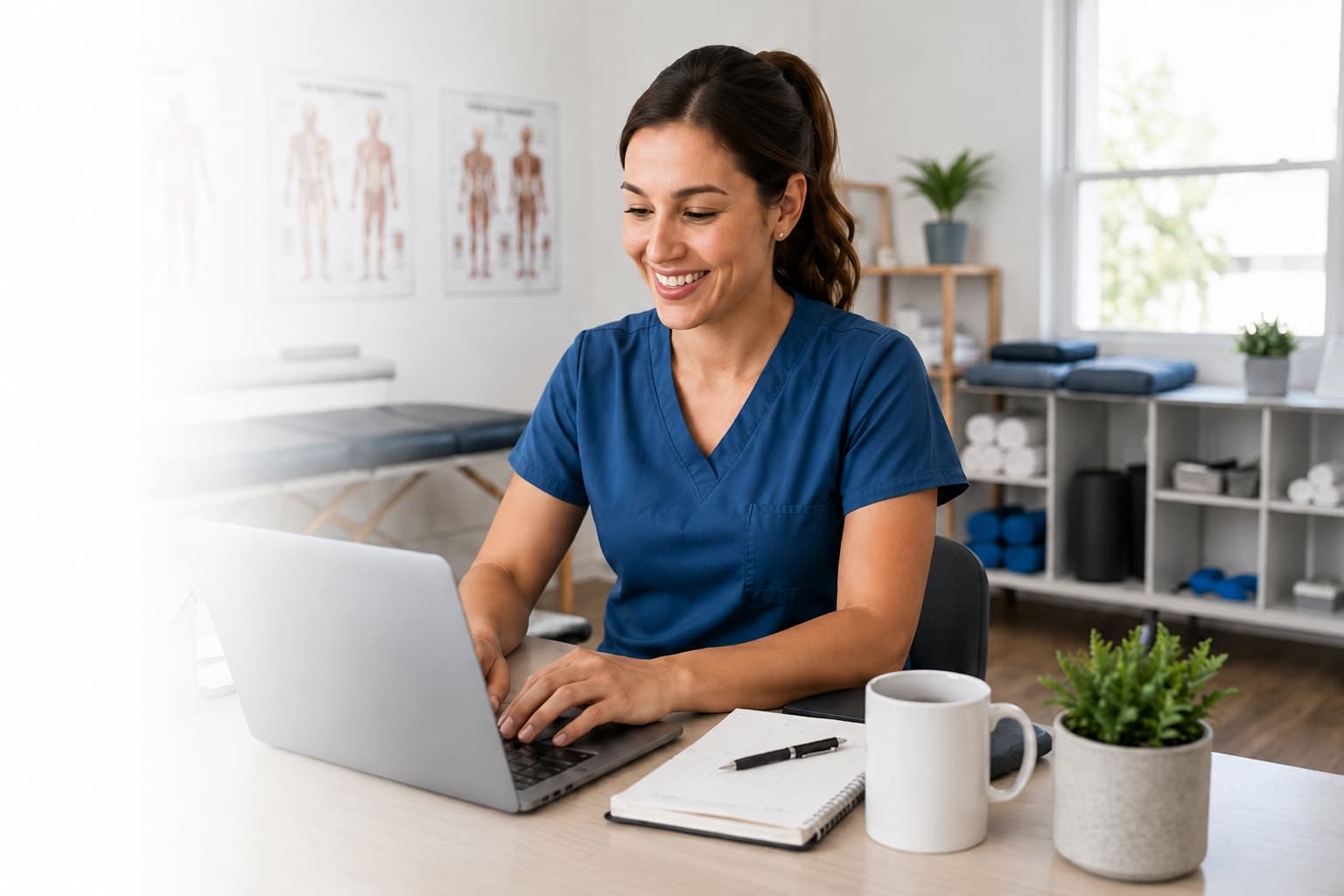 Physical therapist managing provider profile online