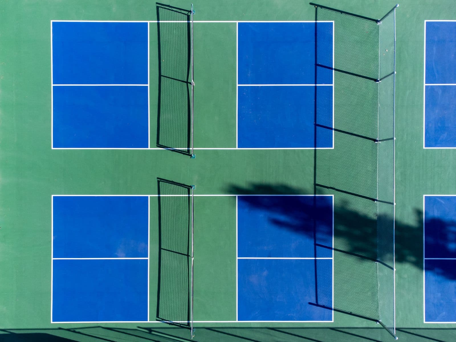 Aerial view of busy outdoor courts